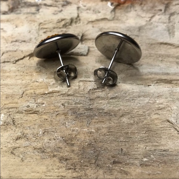 ❤️SOLD❤️ Stainless Steel Round Druzy Earrings - Picture 3 of 10